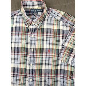 Polo Ralph Lauren Blake Short Sleeve Button Front Plaid Men's XL Preppy Office